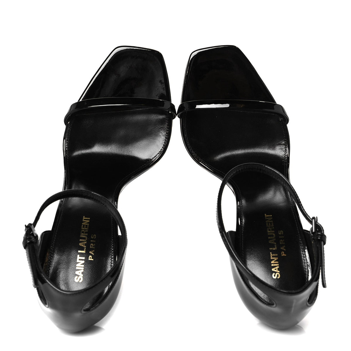 Saint Laurent Patent Calfskin Women's Opyum 110 Sandals 40 Black