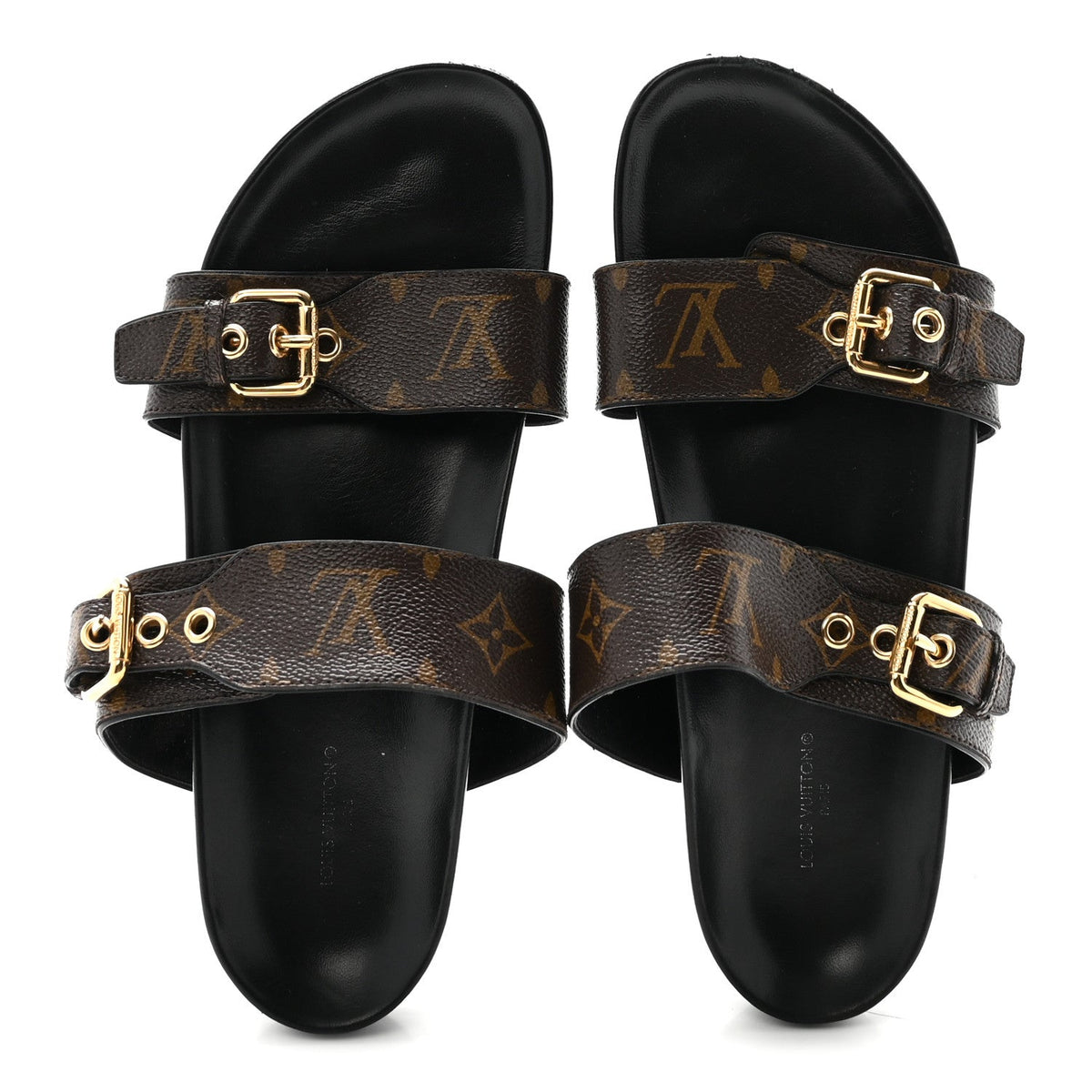 Louis Vuitton Canvas Women's Bom Dia Mule Sandals 40 Black
