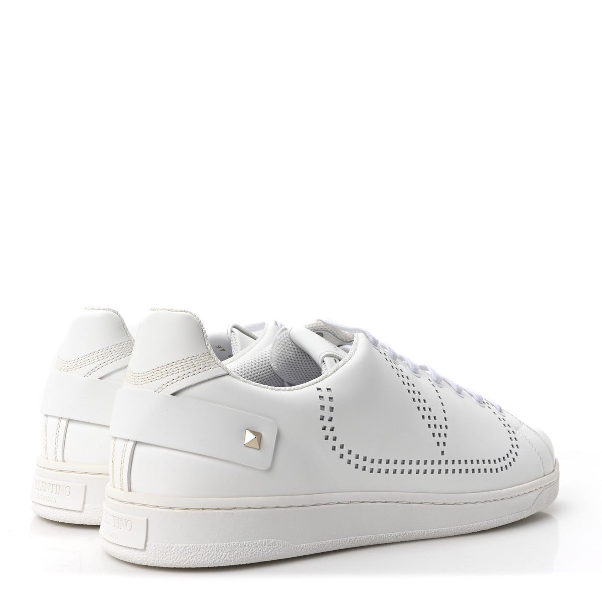 Valentino Garavani Calfskin Men's Backnet Sneakers 46 White