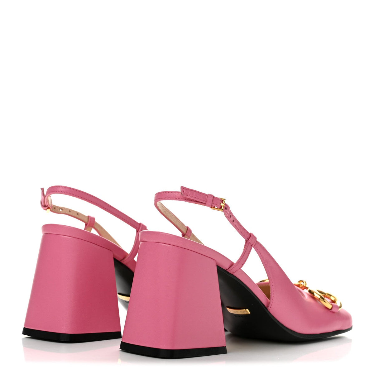 Gucci Malaga Kid Women's Horsebit Slingback Pumps 37.5 Pink