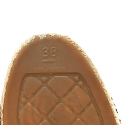 Chanel Velvet Grosgrain Women's CC Espadrilles 38 Black