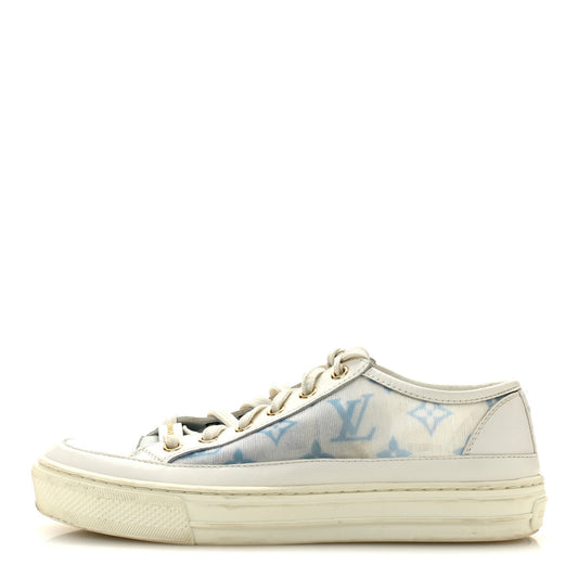 Louis Vuitton Technical Fabric Calfskin Women's Monogram Stellar Sneakers 35 Blue