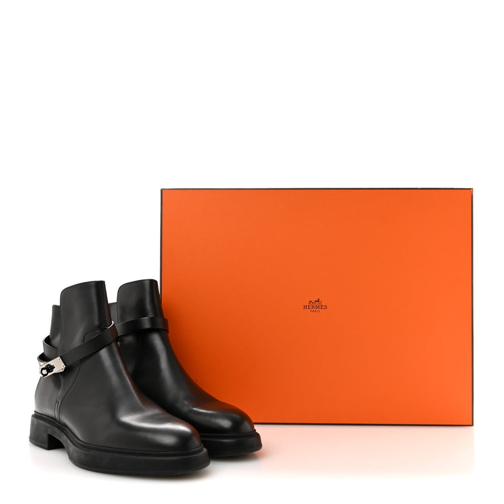 Hermes Calfskin Veo Kelly Men's Ankle Boots Black