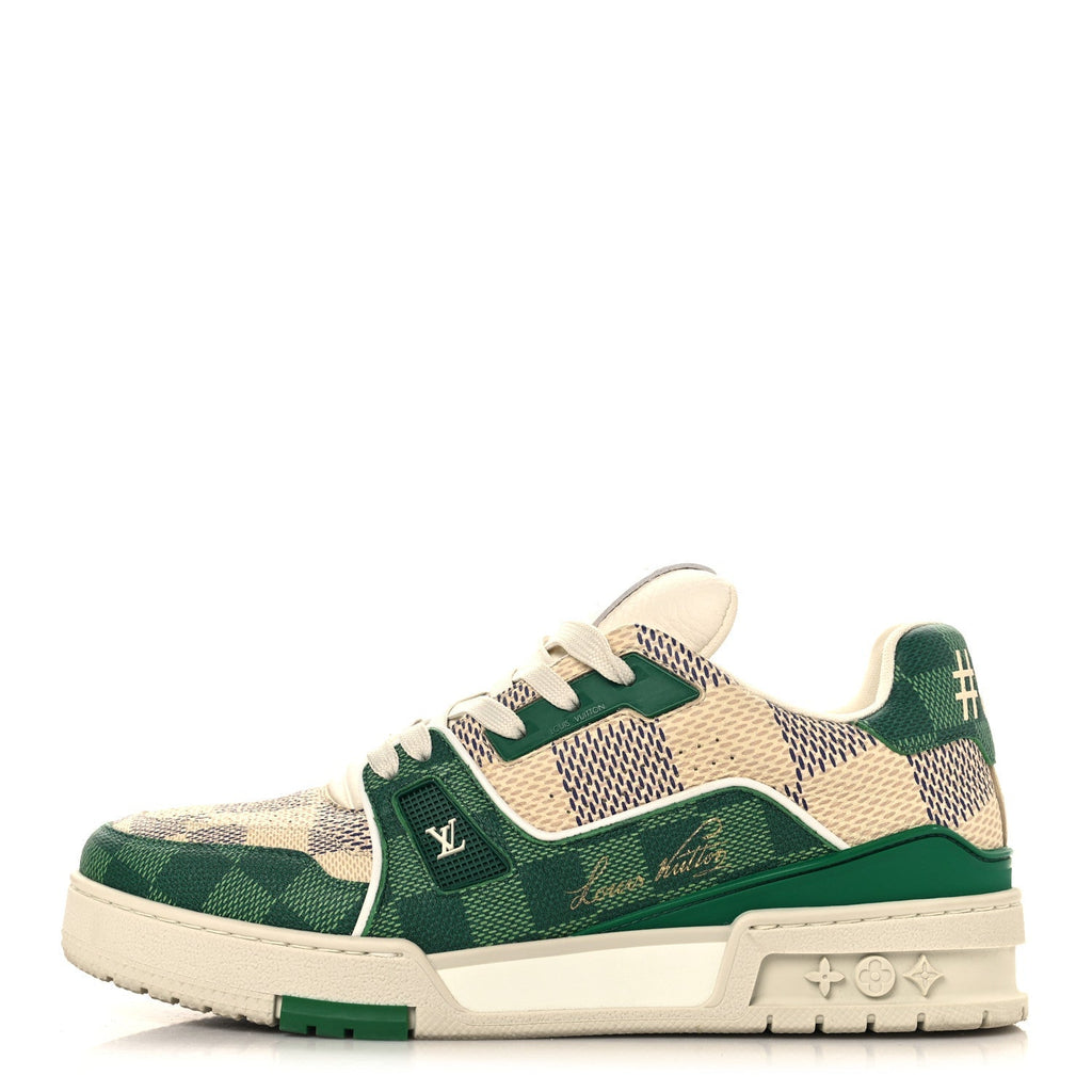 Louis Vuitton Damier Grained Calfskin Monogram Men's LV Trainer Sneakers 4 Green