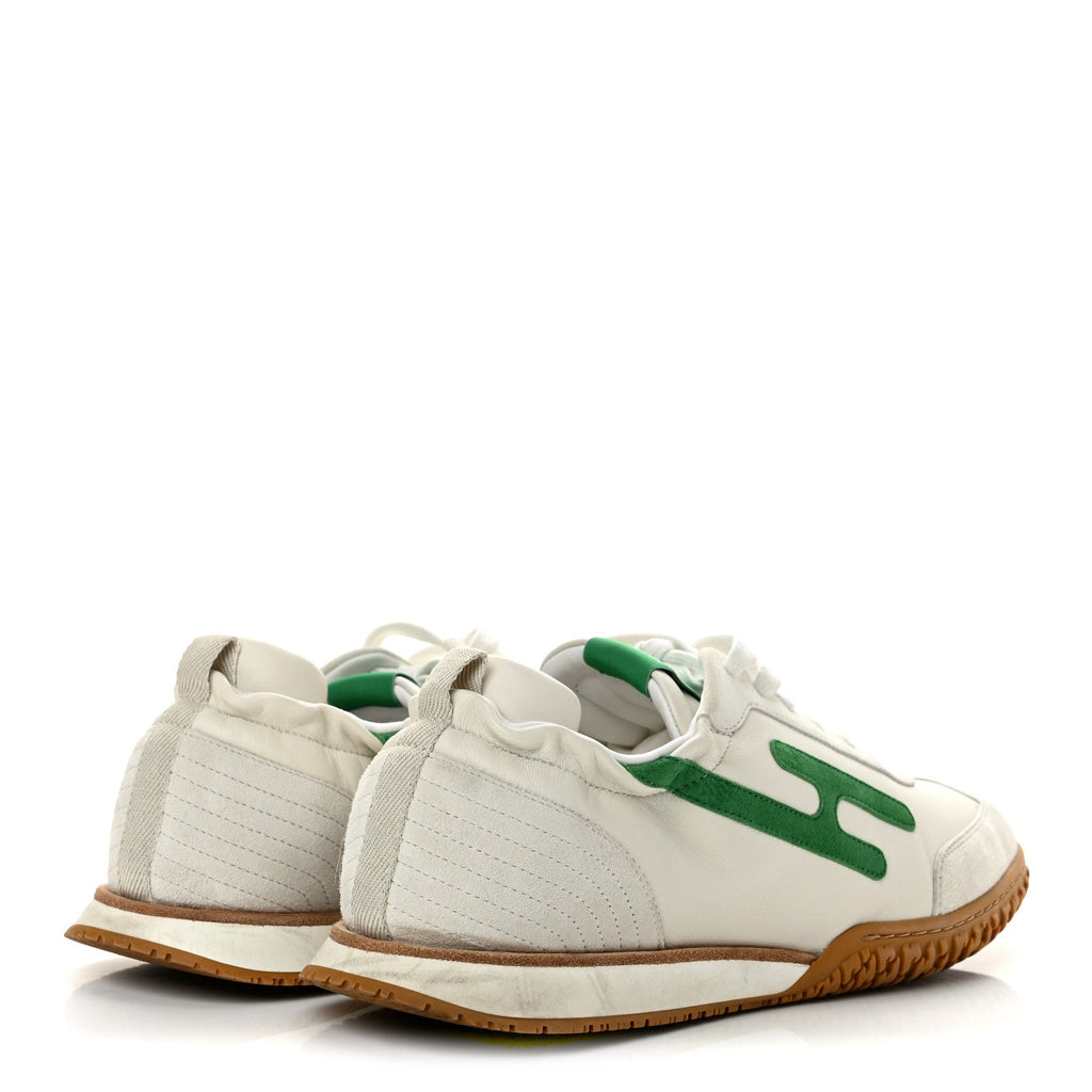 Hermes Nappa Suede Goatskin Jet Men's Sneakers White Vert Jungle