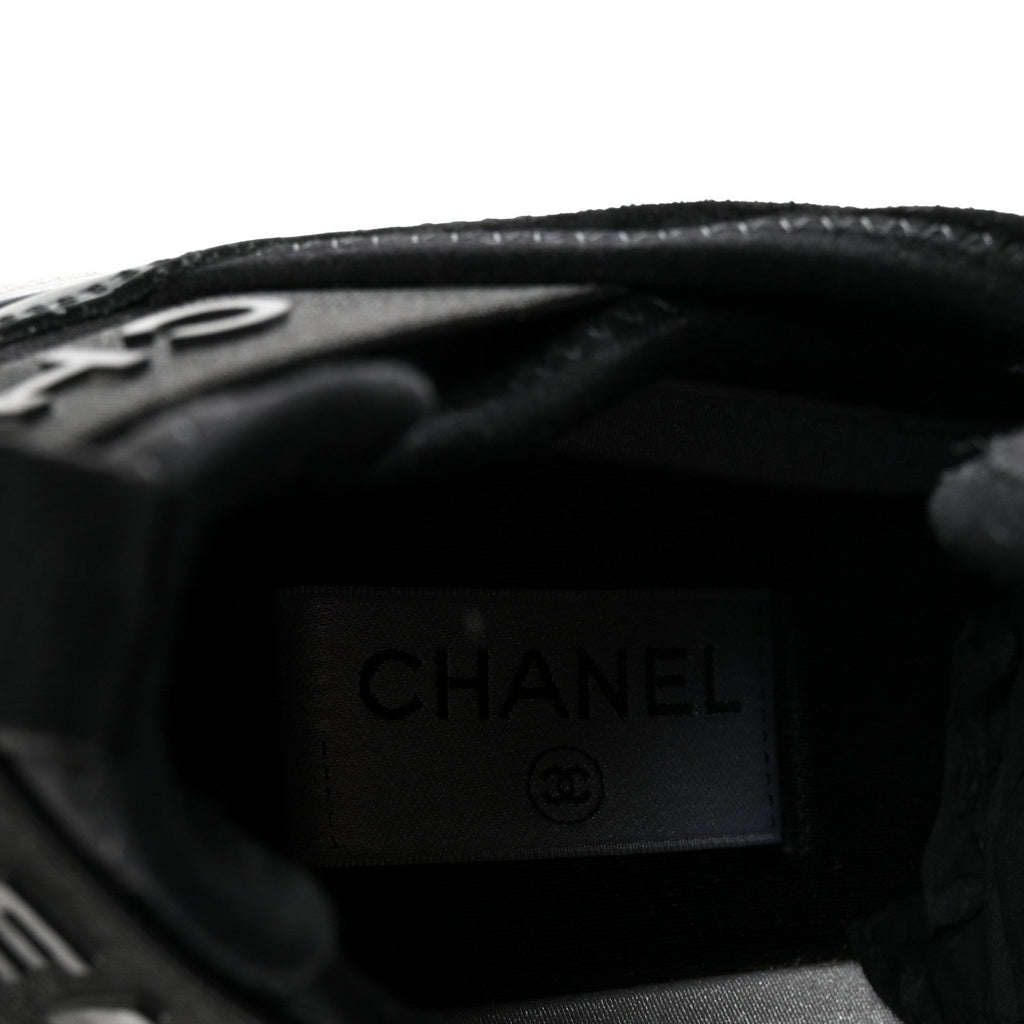 Chanel Velvet Calfskin Mixed Fibers Men's CC Sneakers 41 Black