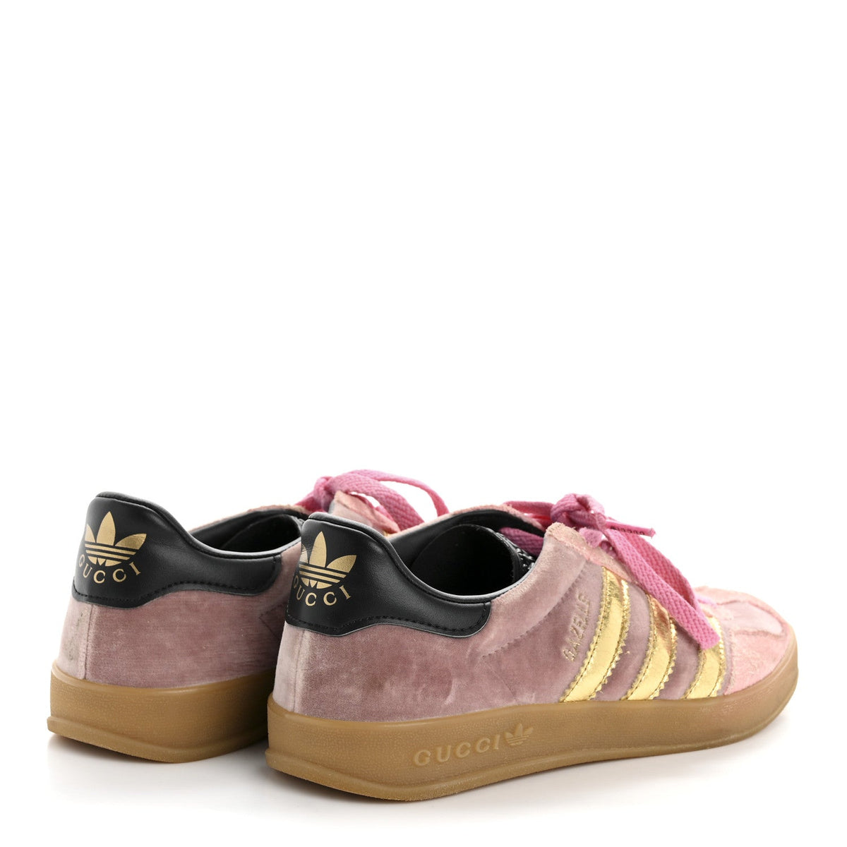 Gucci Velvet Suede Women's Gazelle Sneakers 4.5 Pink Gold