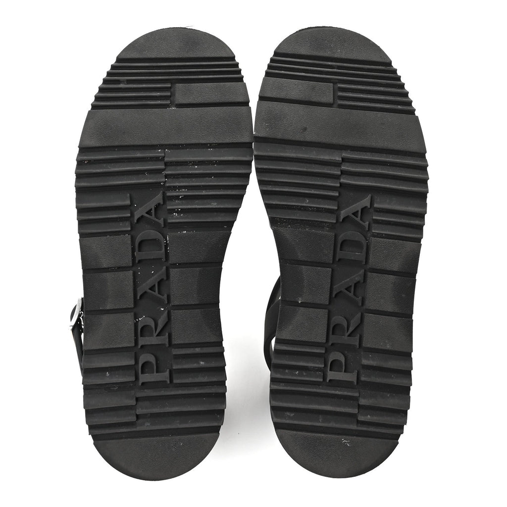 Prada Foam Rubber Women's Soft Cage Triangle Logo Sandals 39 Black
