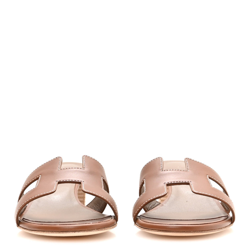 Hermes Calfskin Women's Oasis Sandals 38 Gold