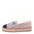 Chanel Cotton Tweed Grosgrain Women's CC Espadrilles 41 Multicolor Black