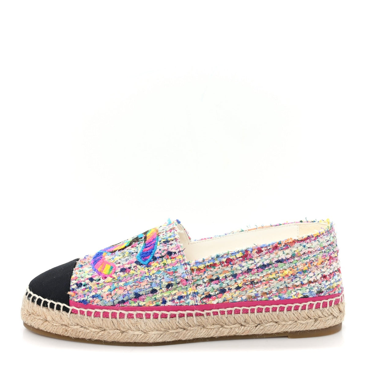 Cotton Tweed Grosgrain CC Espadrilles Multicolor Black