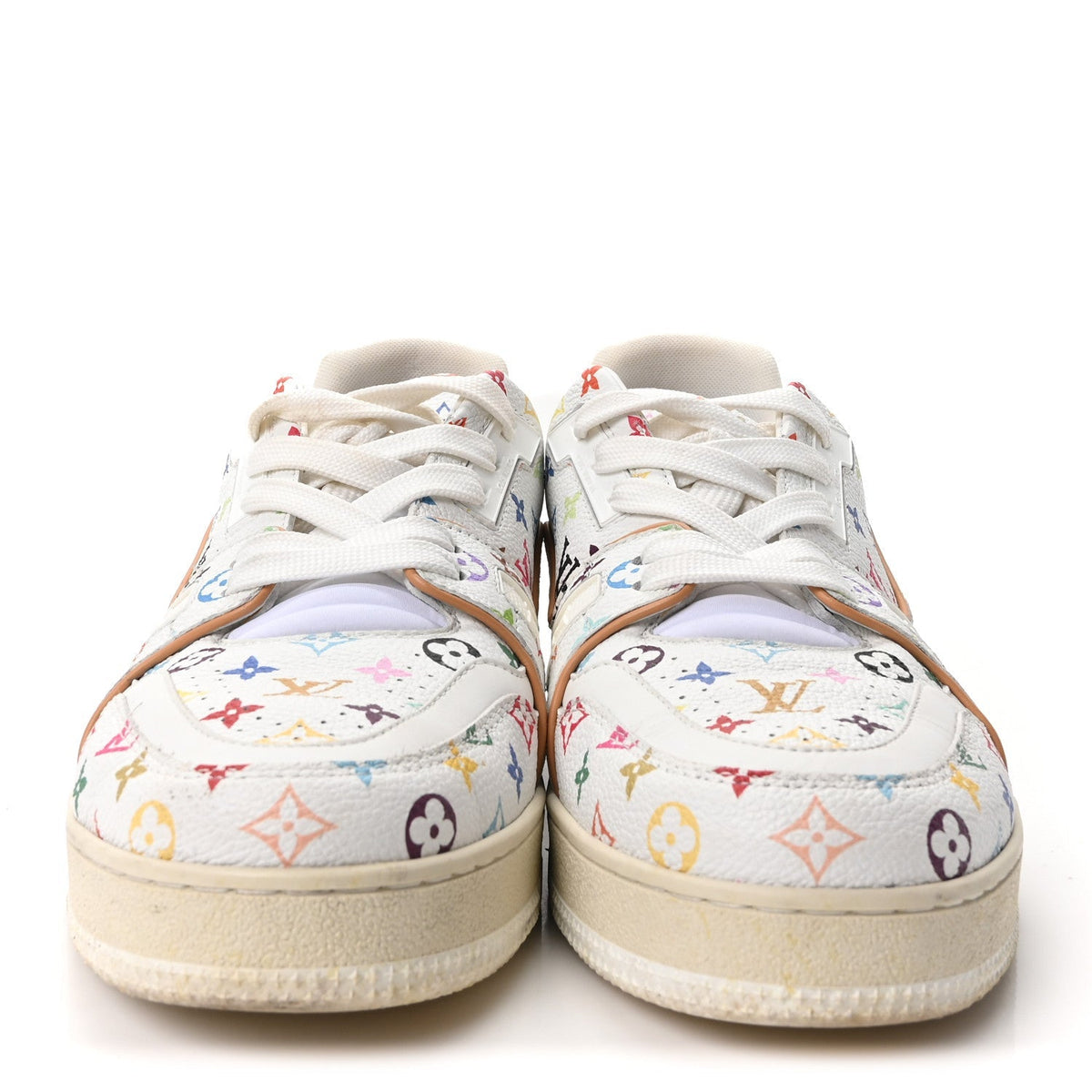 Louis Vuitton Calfskin Monogram Women's LV Trainer Sneakers 39 White