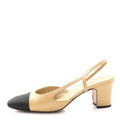 Goatskin Grosgrain Cap Toe CC Slingback Pumps Beige Black