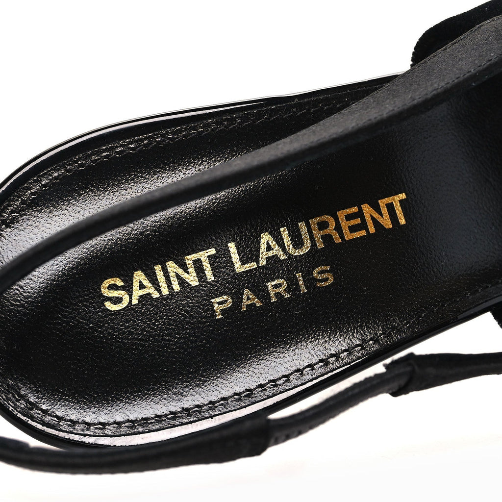 Saint Laurent Velvet Women's Victoire 115 Slingback Pumps 38.5 Black