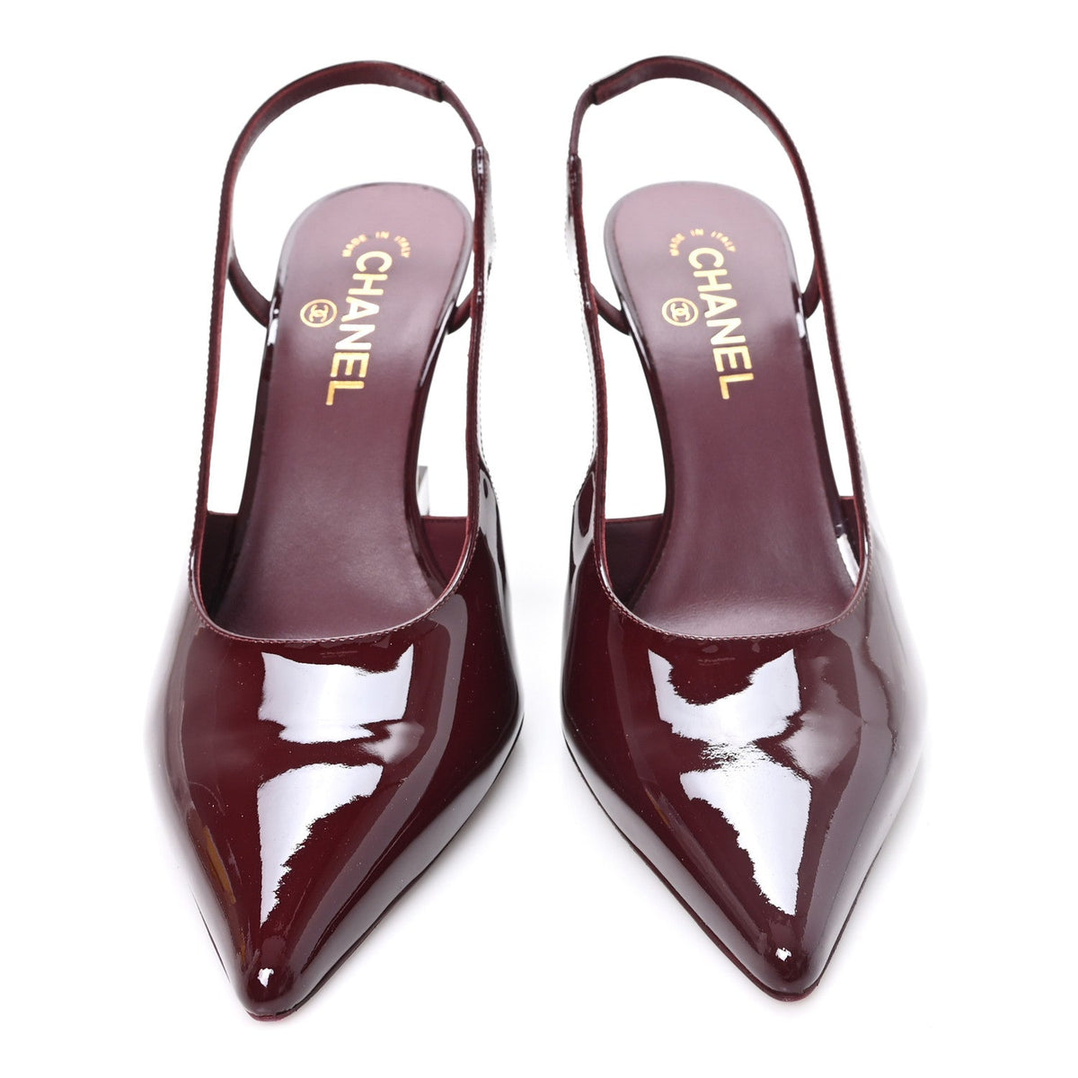 Chanel Patent Calfskin CC Cutout Women's Pumps 40 Dark Burgundy