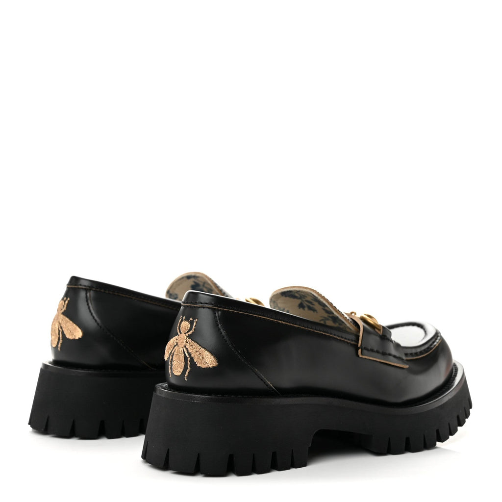 Gucci Cordovan Lux Women's Harald Horsebit Platform Loafers 35.5 Black
