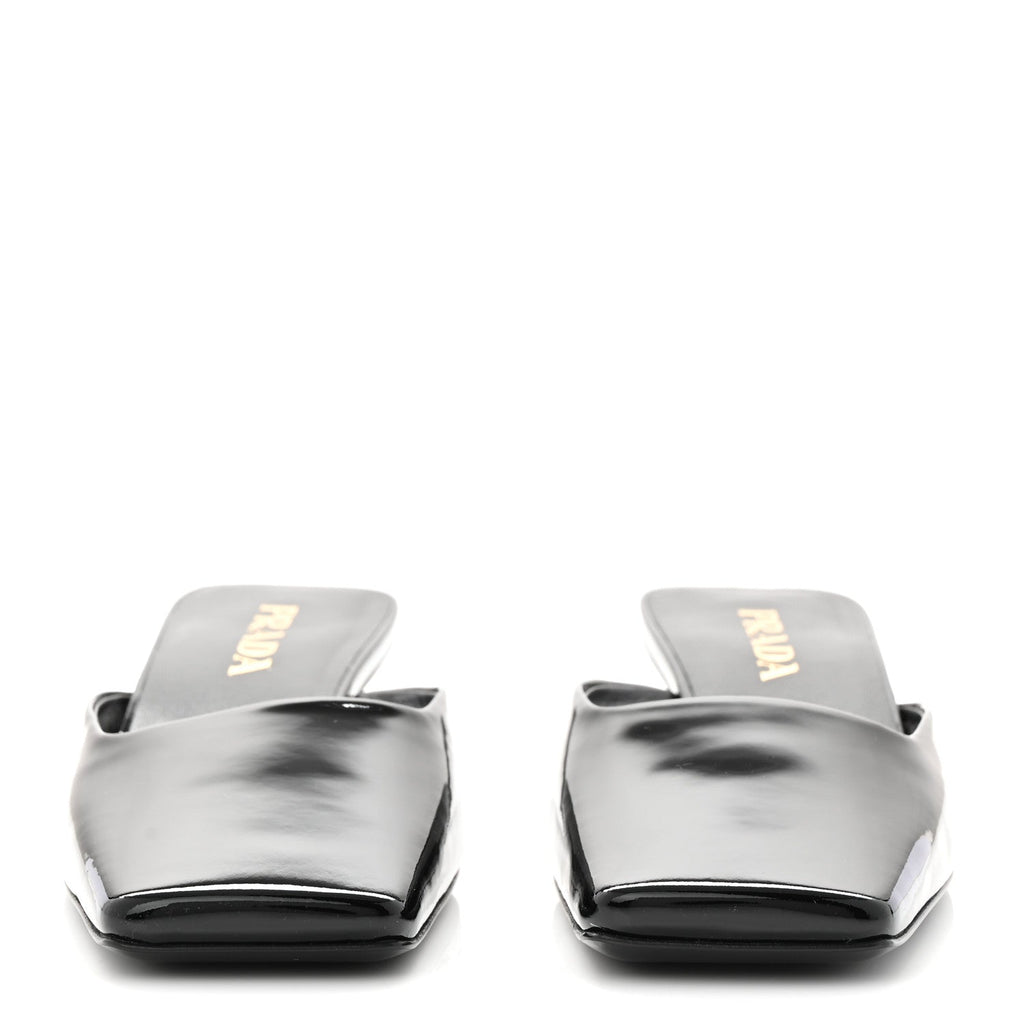 Prada Patent Calfskin Women's Modellerie Mules 38 Black