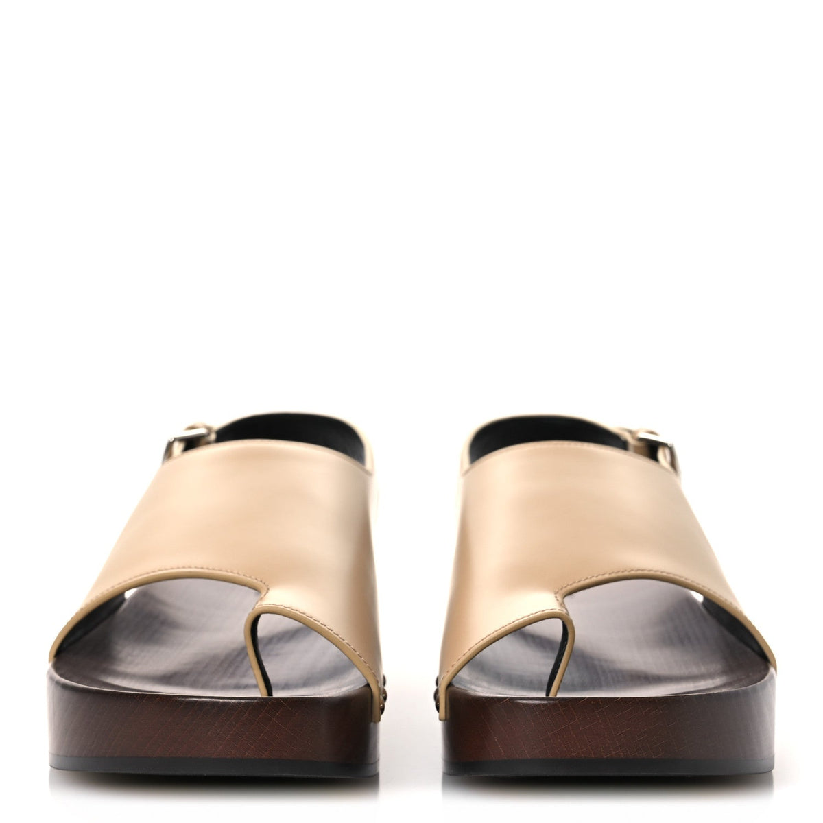 Hermes Glazed Calfskin Women's Klay Clog 40 Beige Naturel