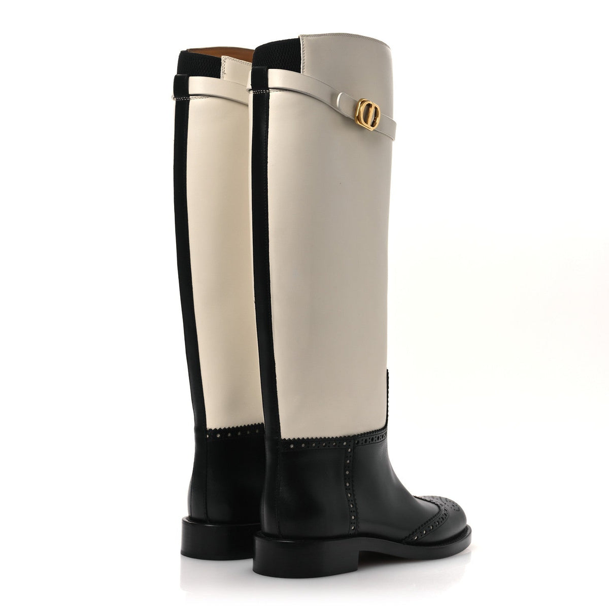 Christian Dior Calfskin Women's Empreinte High Boots 38 White Black
