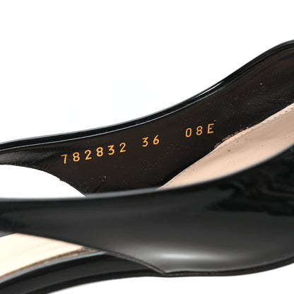 Gucci Patent Signoria 35mm Women's Slingback Pumps 36 Black