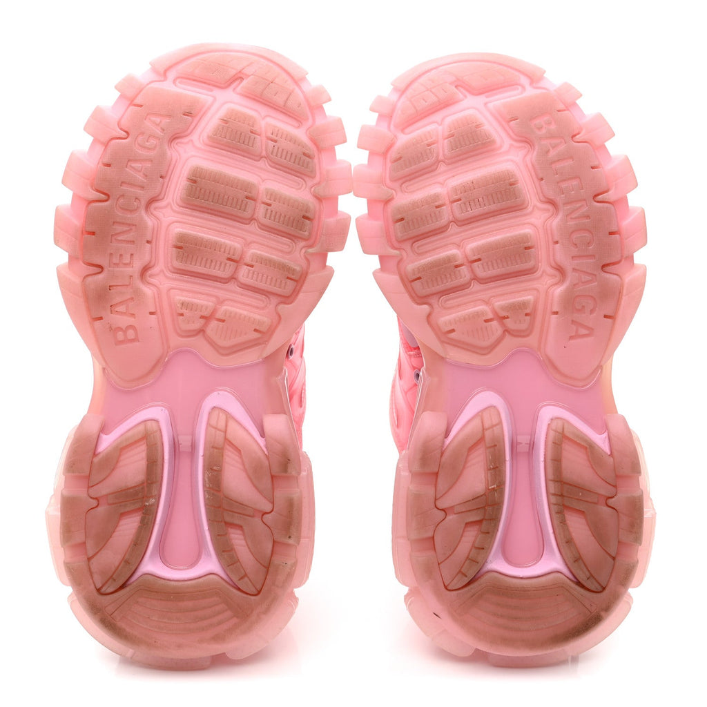 Balenciaga Fabric Mesh Women's Clear Sole Triple S Sneakers 36 Pink
