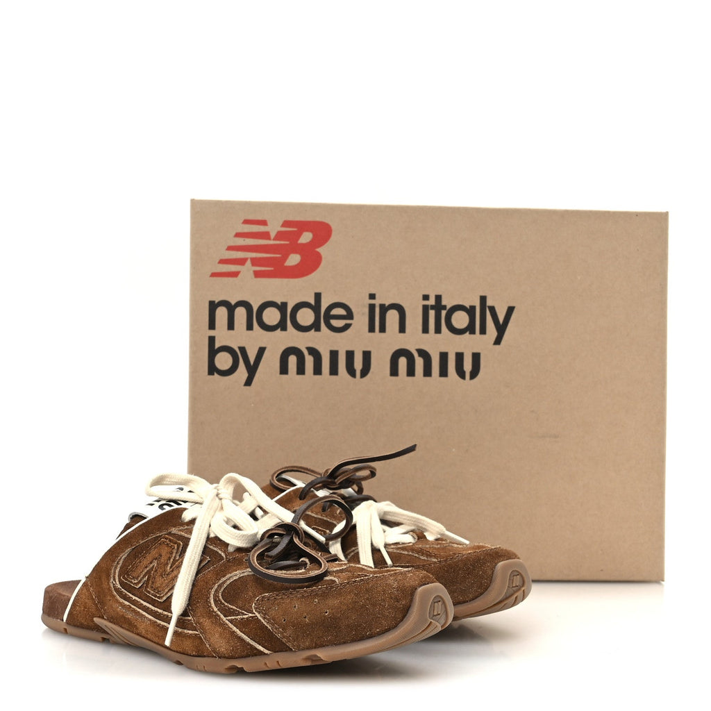 Miu Miu Faded Suede Calfskin Women's 530 SL Slip-On Mules 36.5 Ecru