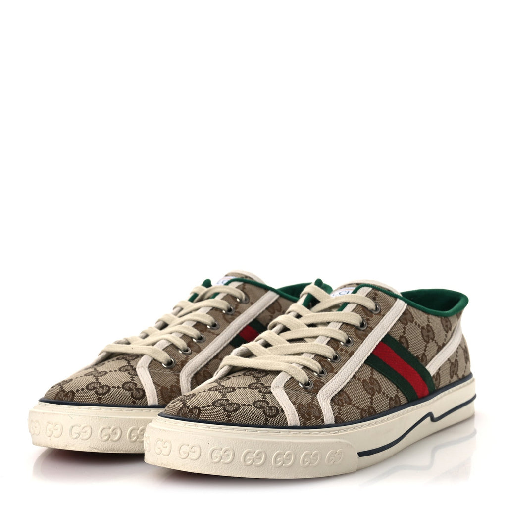 Gucci GG Monogram Canvas Men's Tennis 1977 Sneakers 9 Beige Ebony