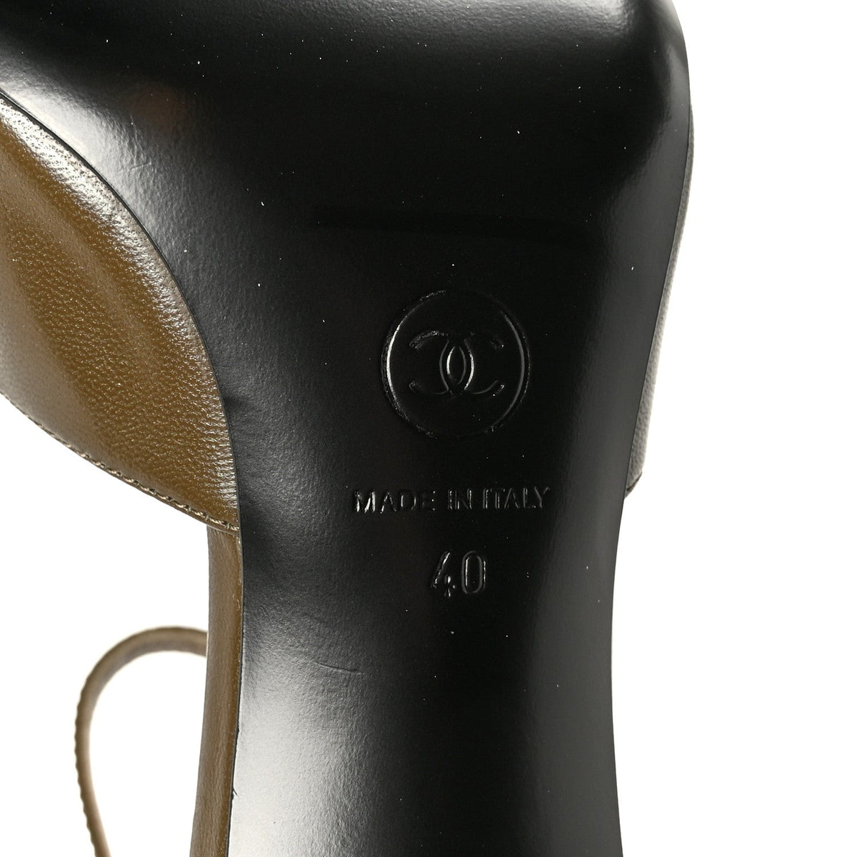 Chanel Lambskin Mary Jane Women's Pumps 40 Dark Khaki Black