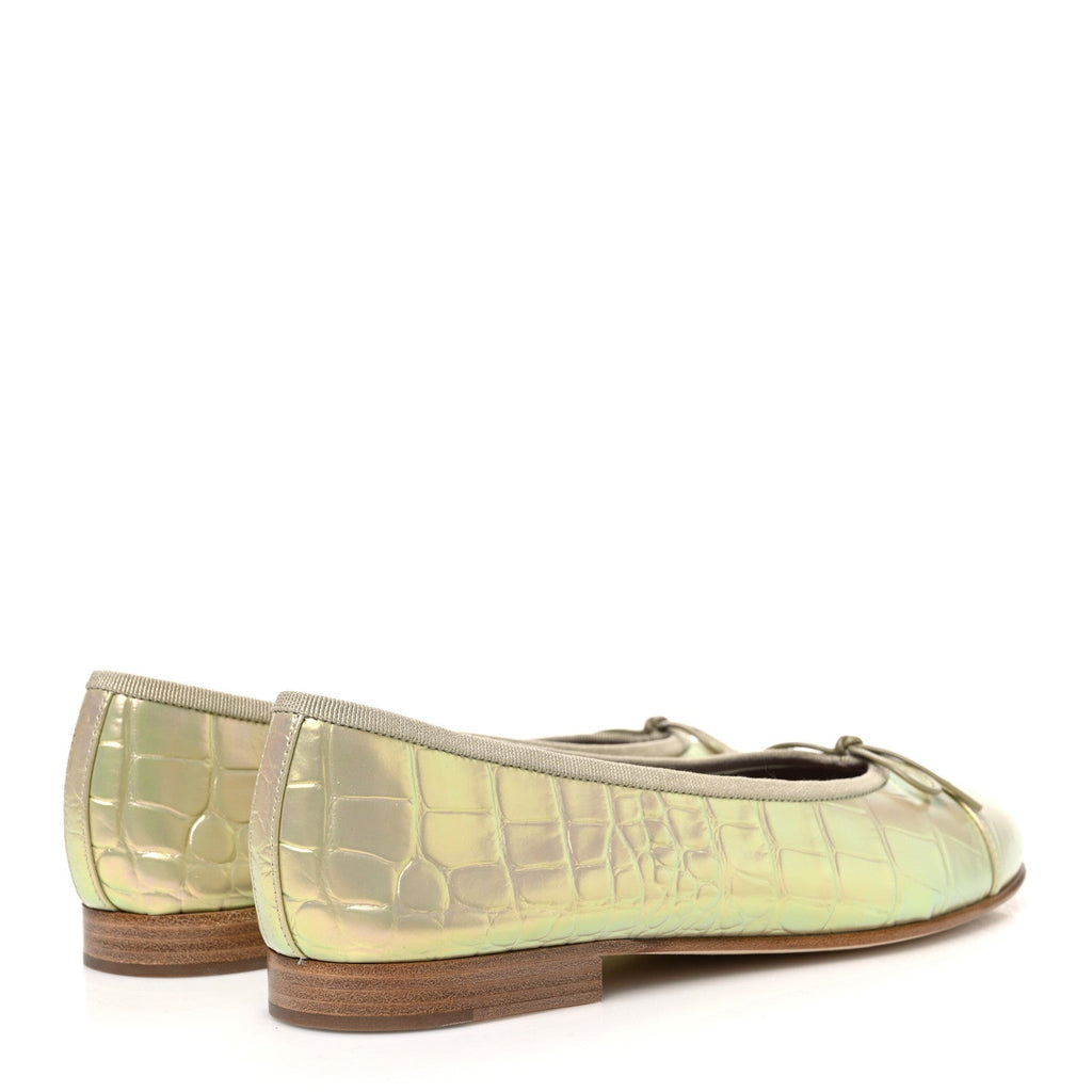 Chanel Iridescent Crocodile Embossed Women's Flats