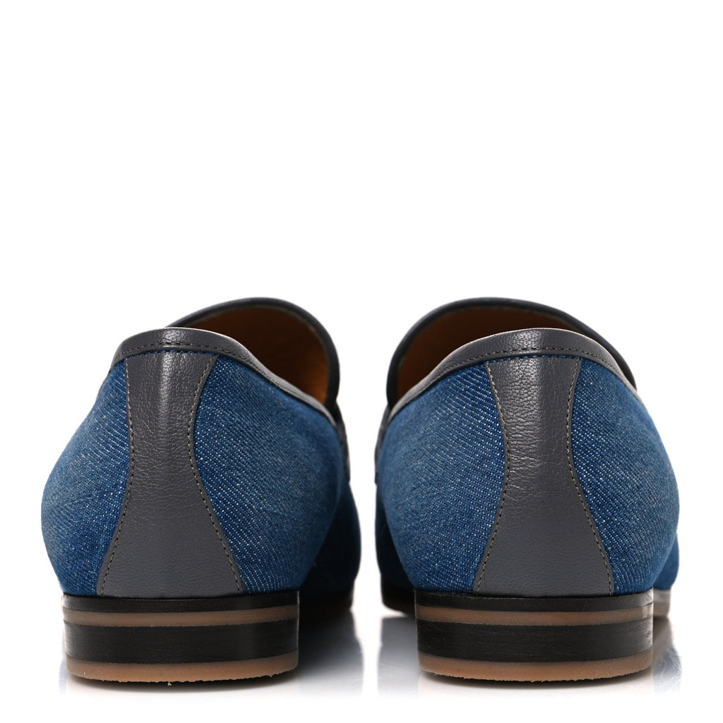 Gucci Denim Web Men's Horsebit Loafers 8 Blue