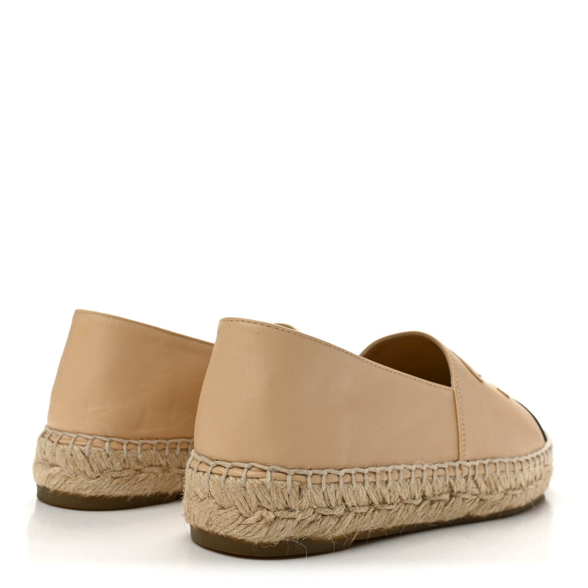 Chanel Lambskin Women's CC Espadrilles 36 Beige Black