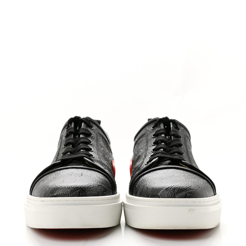 Christian Louboutin Toile Monogram Nappa Men's Adolon Junior Flat Sneakers 42 Black