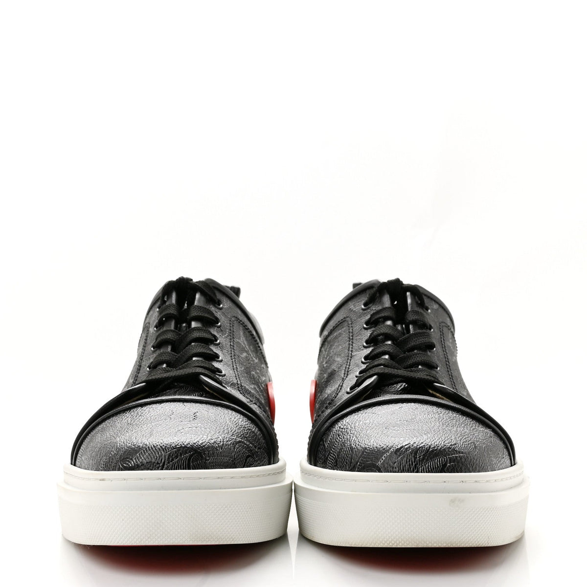 Christian Louboutin Toile Monogram Nappa Men's Adolon Junior Flat Sneakers 42 Black