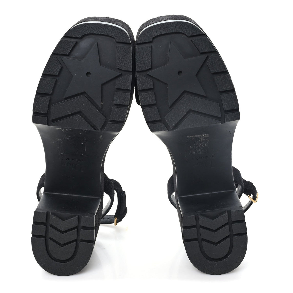Christian Dior Calfskin Suede Women's Dway Platform Sandals 37 Black