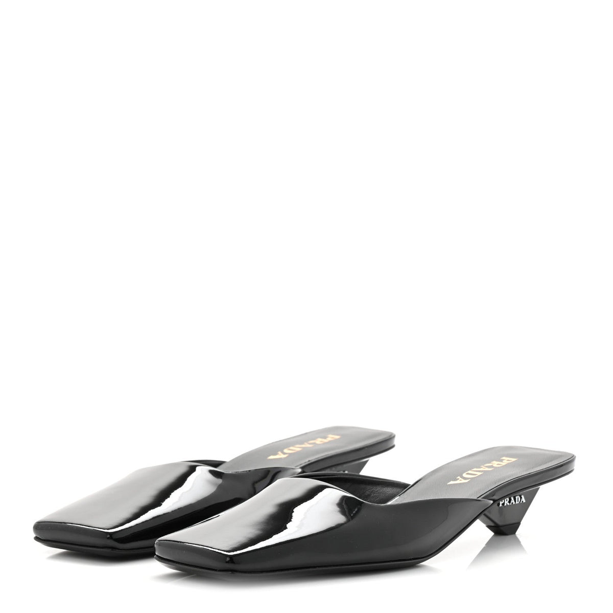 Prada Patent Calfskin Women's Modellerie Mules 38 Black