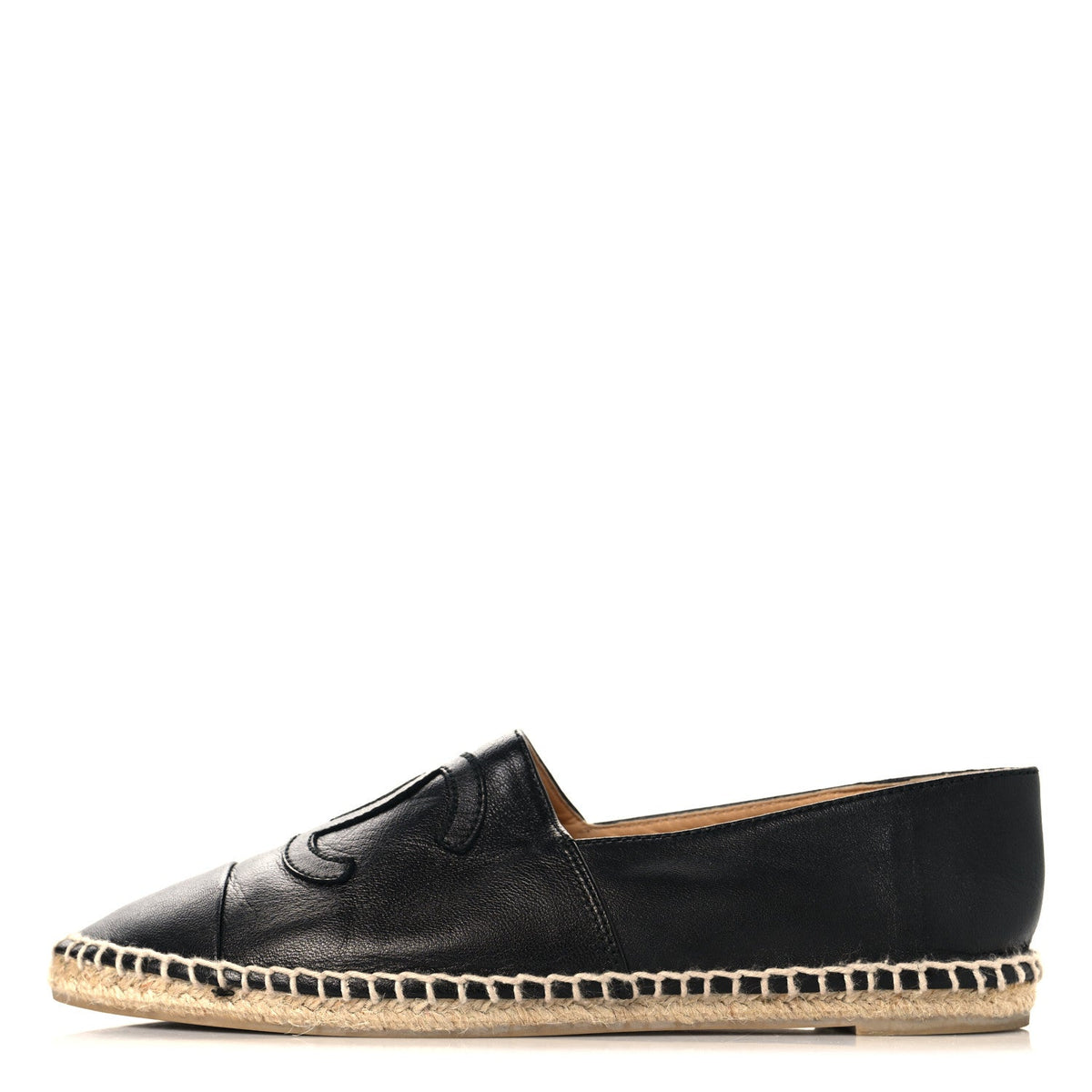 Chanel Lambskin Women's CC Espadrilles 38 Black