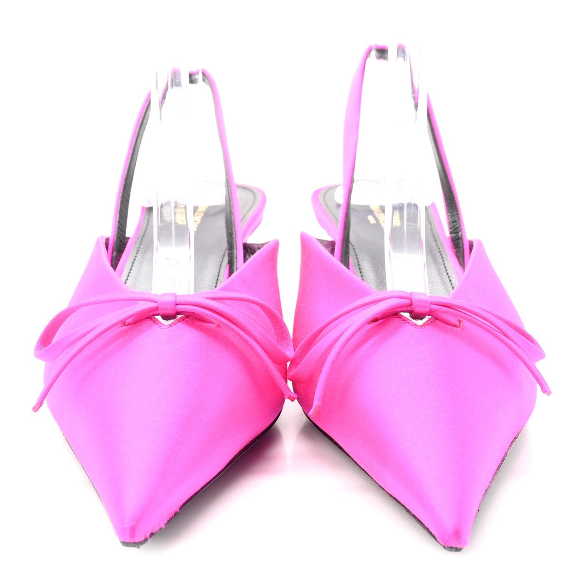 Balenciaga Satin Women's Knife Slingback 40mm Mules 37.5 Rose Fuchsia