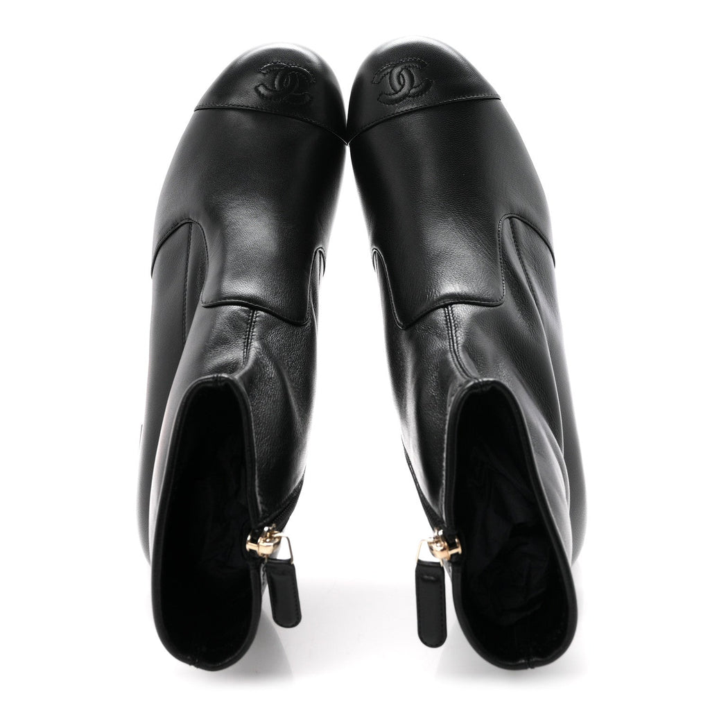 Chanel Stretch Lambskin Women's CC Uniform Boots 40.5 Black
