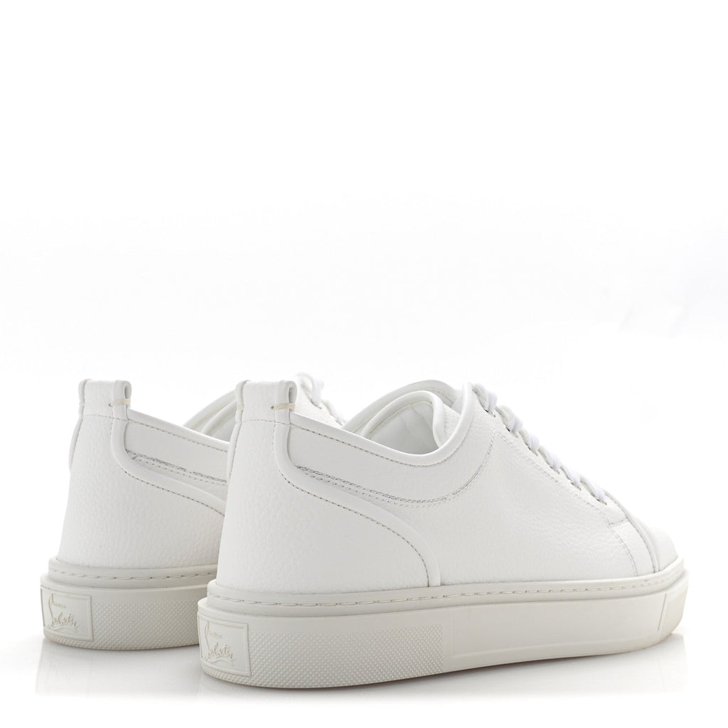 Christian Louboutin Calfskin Men's Adolon Junior Heart Low Top Sneakers 43 White