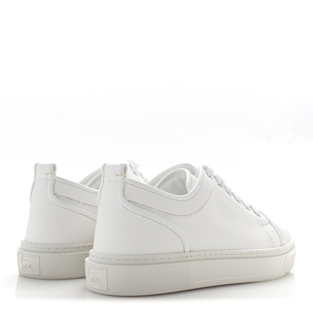 Christian Louboutin Calfskin Men's Adolon Junior Heart Low Top Sneakers 43 White