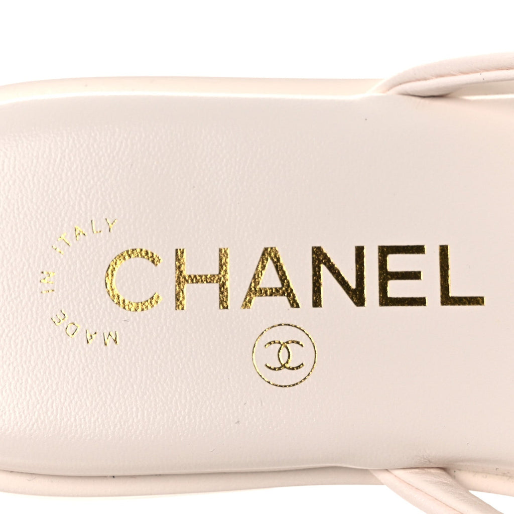 Chanel Goatskin CC Times Square Women's Thong Sandals White