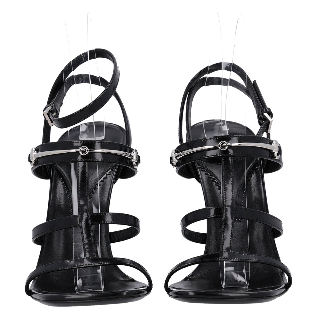 Gucci Nappa Women's Regent Strappy Horsebit Sandals 39.5 Black