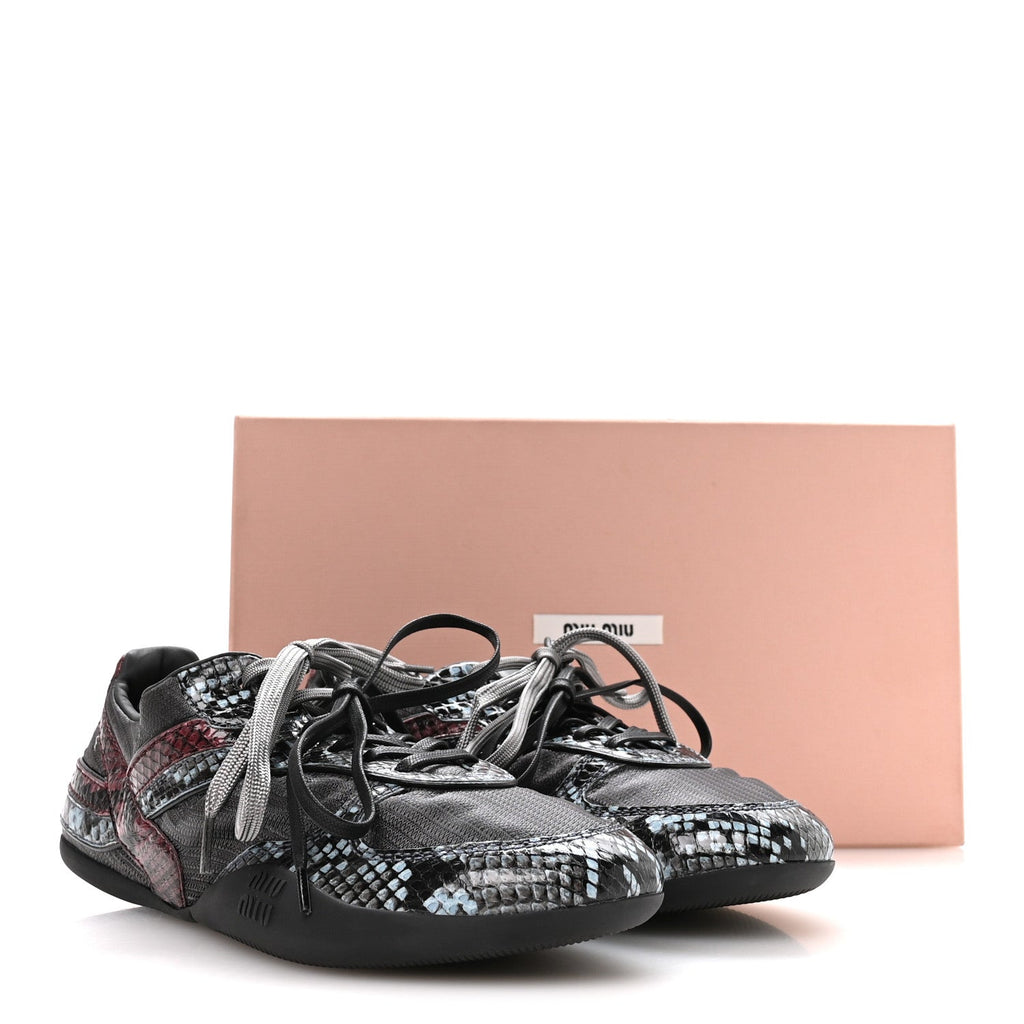Miu Miu Nylon Ayers Women's Gymnasium Sneakers 38 Blue Multicolor