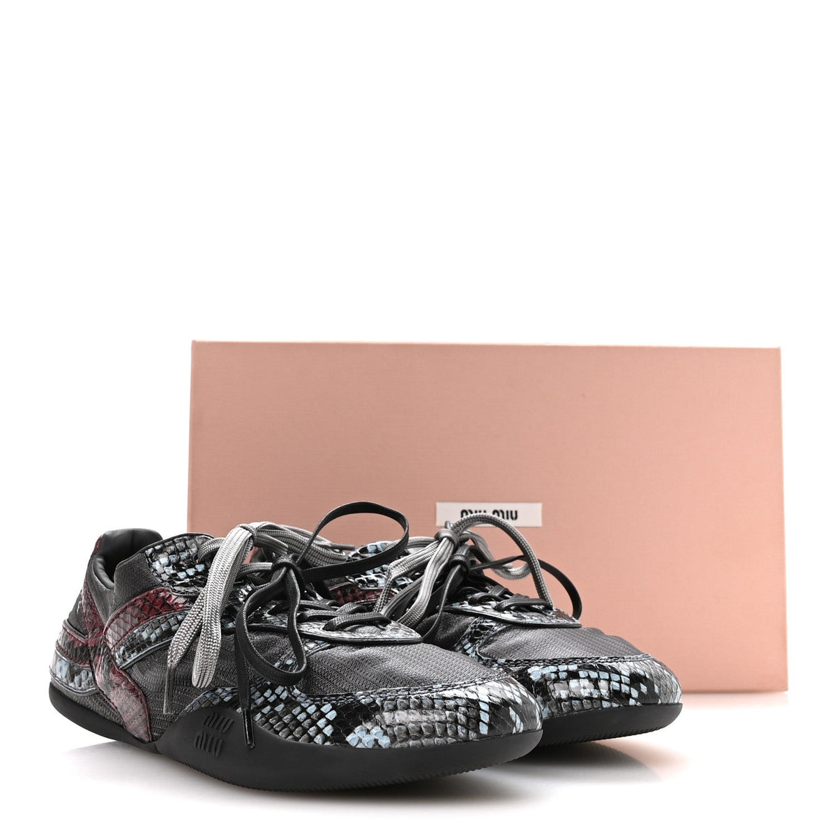 Miu Miu Nylon Ayers Women's Gymnasium Sneakers 38 Blue Multicolor
