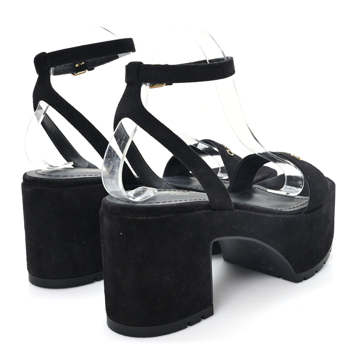 Christian Dior Calfskin Suede Women's Dway Platform Sandals 37 Black