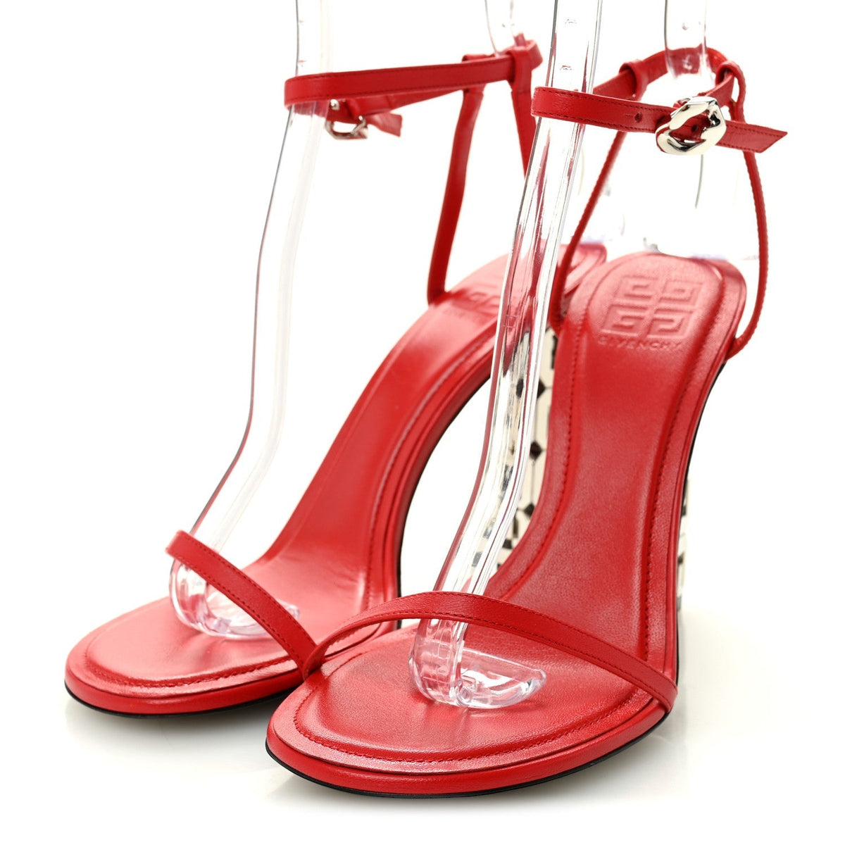 Givenchy Smooth Nappa Women's G Cube 105mm Sandals 39 Red