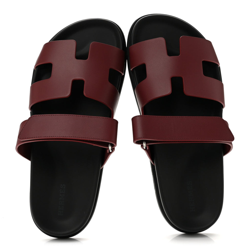 Hermes Calfskin Women's Chypre Sandals 39.5 Rouge H