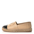 Chanel Lambskin Women's CC Espadrilles 40 Beige Black