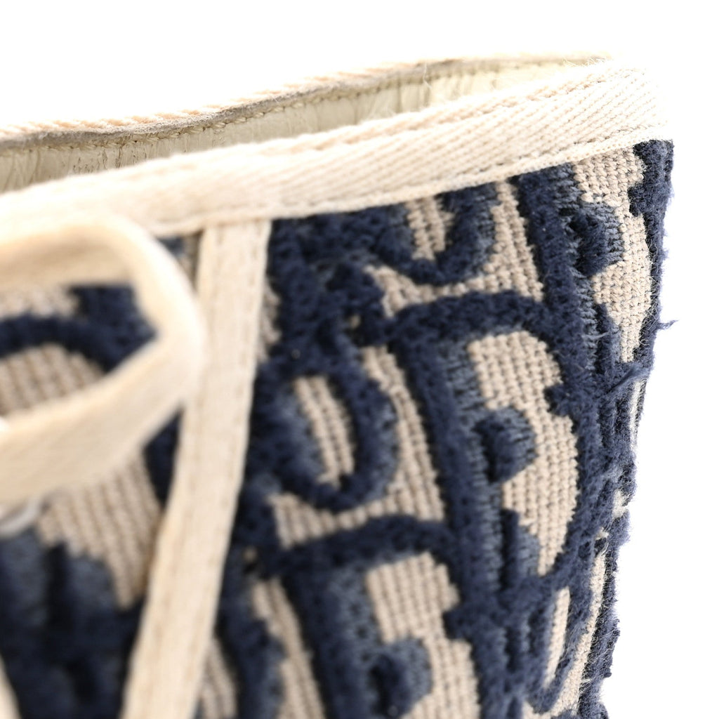 Christian Dior Knit Calfskin Women's Oblique Walk'n Dior High Top Sneakers 41 Deep Blue