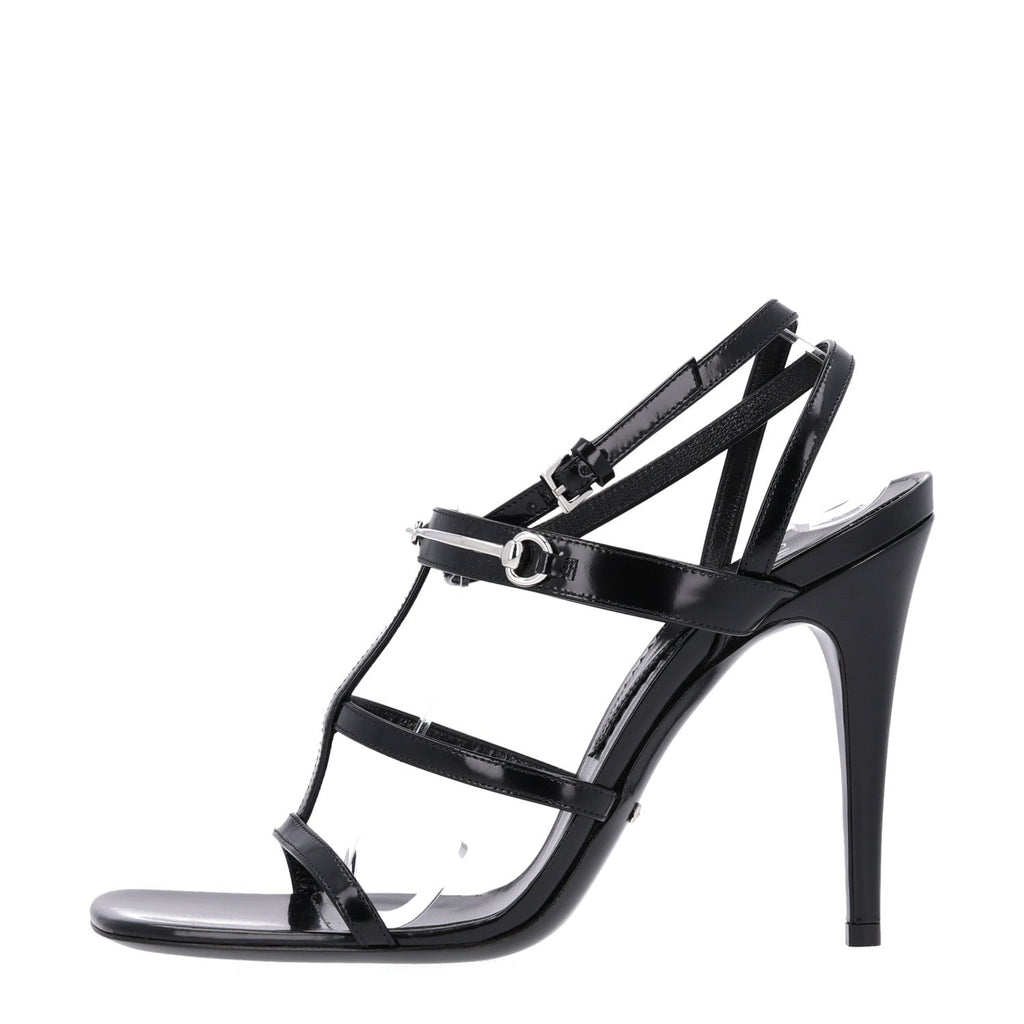 Gucci Nappa Women's Regent Strappy Horsebit Sandals 39.5 Black